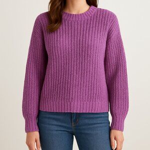 Women’s Cozy Knit Sweater – Soft Winter Pullover – Purple Warm Top – NWT